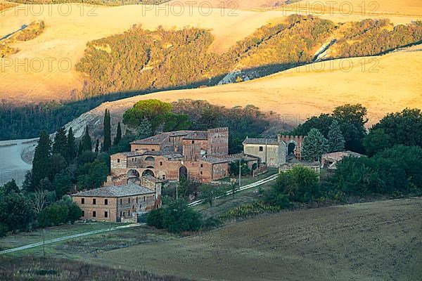 Medieval country estate in the hilly landscape of the Crete Senesi, near Asciano