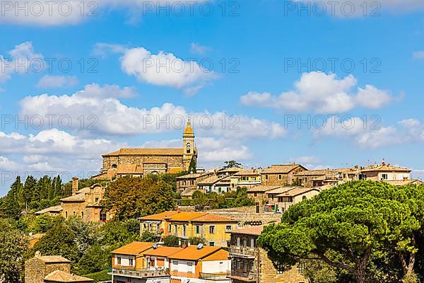 View of Montalcino, in the back the church Madonna di Soccorso