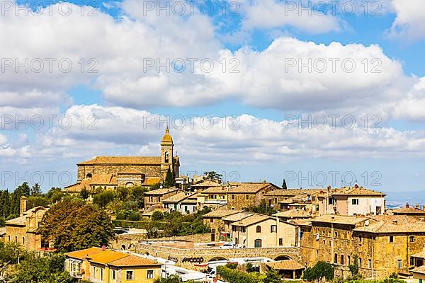 View of Montalcino, in the back the church Madonna di Soccorso