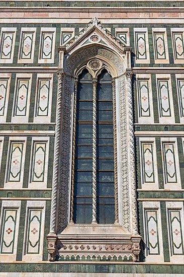 Coloured marble facade at Florence Cathedral, Florence