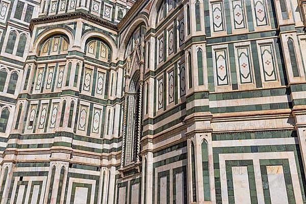 Coloured marble facade at Florence Cathedral, Florence