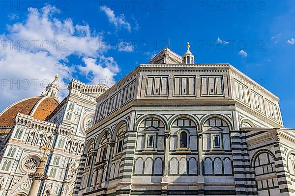 Coloured marble facade at Florence Cathedral, Florence