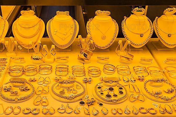 Jewellery displays in a jewellery shop on the Ponte Vecchio, Florence