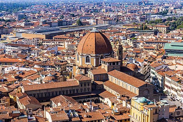 Basilica of San Lorenzo and Laurenzia Library, view from the visitor platform on the dome of the cathedral