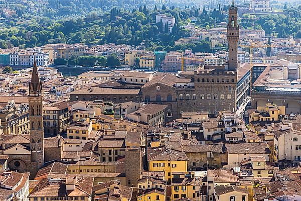 The Palazzo Vecchio, view from the visitor platform on the dome of the cathedral