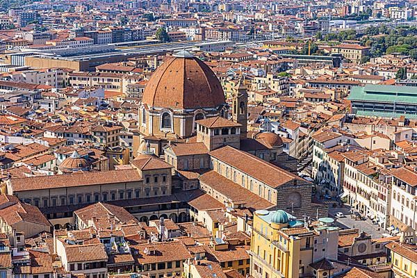 Basilica of San Lorenzo and Laurenzia Library, view from the visitor platform on the dome of the cathedral