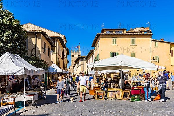 Stalls at the antique market in the old town of Arezzo, Arezzo