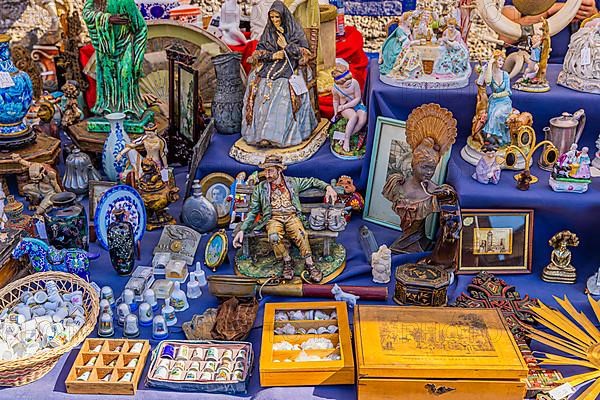 Stalls at the antique market in the old town of Arezzo, Arezzo