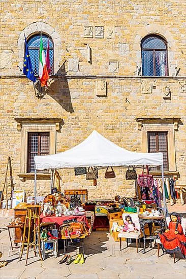 Stalls at the antique market in the old town of Arezzo, Arezzo