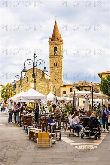 Stalls at the antique market in the old town of Arezzo, Arezzo