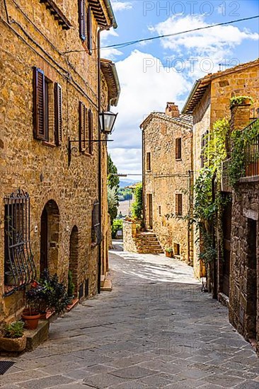 Alley with old stone houses, Monticchiello