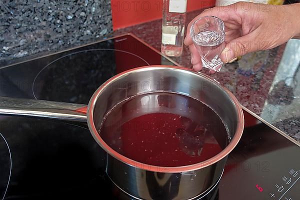 Swabian cuisine, preparing sweet semolina dumplings with cherry compote