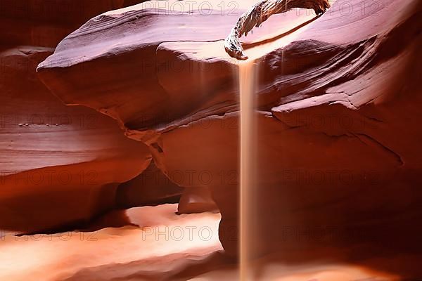 Sandfall in Antelope Canyon. Page, Arizona