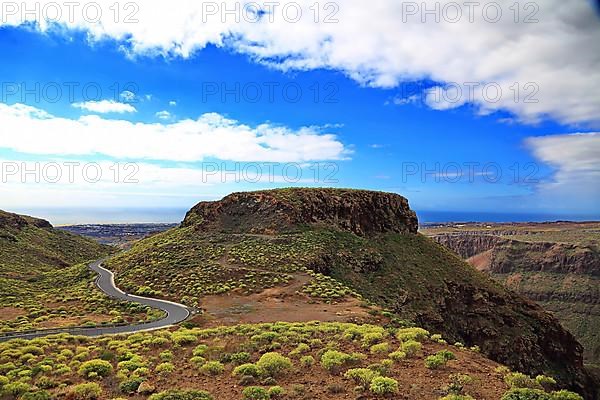 Viewpoint Degollada de La Yegua with panoramic view. San Bartolome de Tirajana, Las Palmas