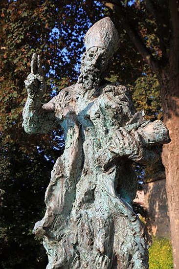 Chartres, the statue of Bishop Fulbert of Chartres