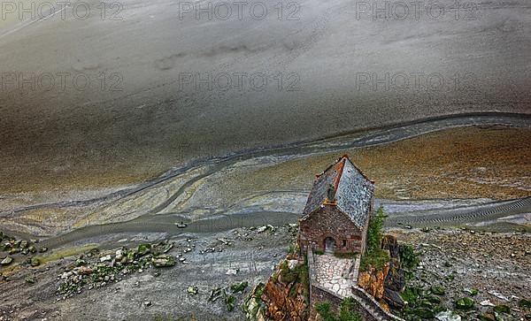 View of the Chapelle Saint-Aubert du Mont-Saint-Michel, Lower Normandy