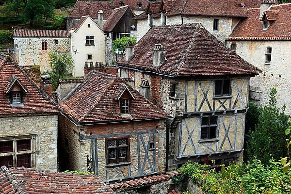 In the old town of Saint-Cirq-Lapopie, Lot department