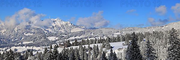 Wonderful winter landscape with blue sky and sunshine. Sonthofen, Oberallgaeu