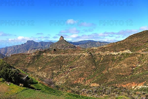 Roque Bentayga is a striking rock formation on the island of Gran Canaria. Tejeda, Las Palmas