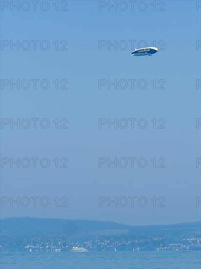 Zeppelin in the sky over Meersburg, Lake Constance