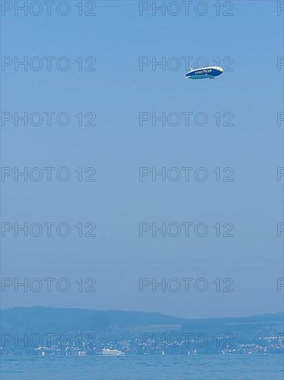 Zeppelin in the sky over Meersburg, Lake Constance