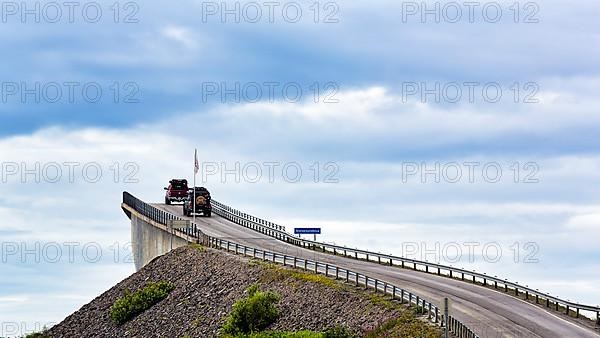 Atlantic Road over winding bridge Storseisundbrua, Norwegian Landscape Route Atlanterhavsveien between Molde and Kristiansund