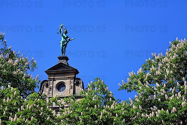 The Higher Regional Court in the centre of Bamberg in bright sunshine. Bamberg, Upper Franconia