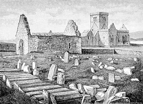 The royal tombs of the Anglo-Saxons and the ruins of the monastery founded by Columba in the second half of the sixth century on the Isle of Iona, a small island in the Inner Hebrides in Scotland. It was a centre of Gaelic monasticism