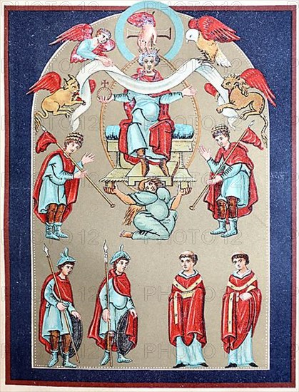 Miniature in the 10th century Gospel Book of Emperor Otto III, Aachen