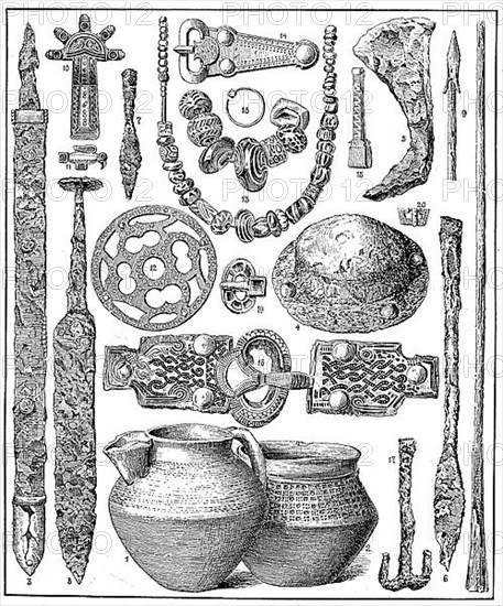 Weapons, jewellery and equipment from the Frankish-Alemannic period