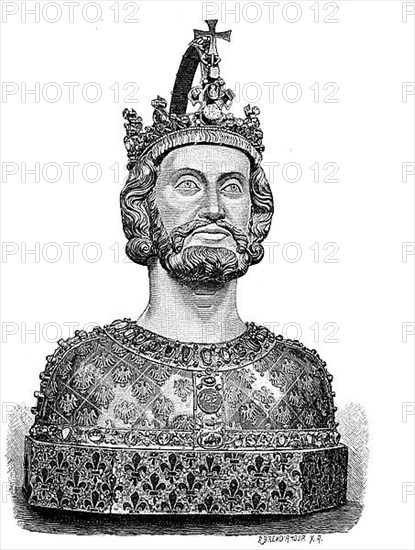 Bust of Charlemagne in Aachen Cathedral, Germany