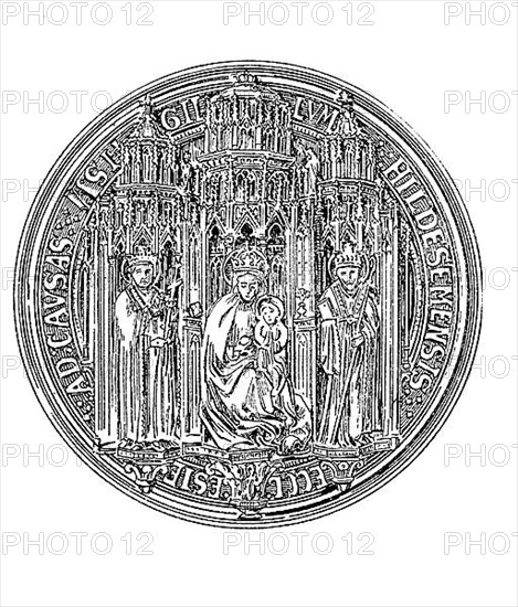 Medieval church seal of the cathedral chapter of Hildesheim, Germany
