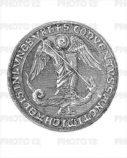 Medieval church seal of the monastery of St. Michael in Lueneburg, Germany