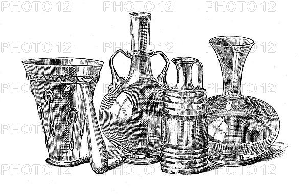 Pottery vessels from Roman times, various jugs