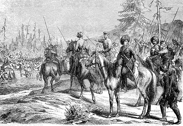 Soldiers crossing the Abyuka, Caucasus