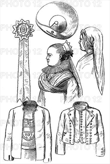 Various garments of the festive traditional costume of the Hummeln, Hummeln