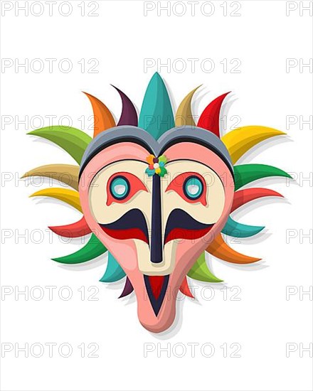 Vector carnival mask in colors, isolated and grouped objects over white background