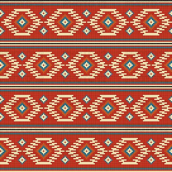 Ethnic American Indian embroidery inspired seamless pattern design. Vector background,