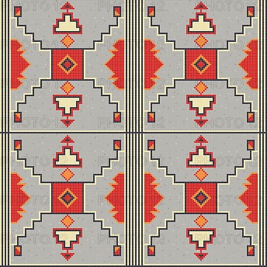 Ethnic American Indian embroidery inspired seamless pattern design. Vector background,