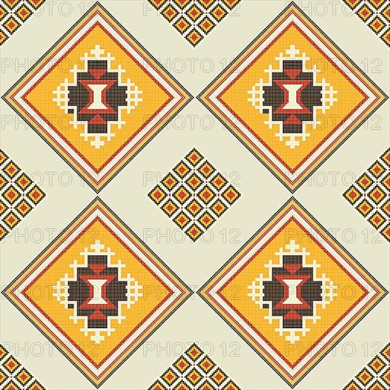 Ethnic American Indian embroidery inspired seamless pattern design. Vector background,