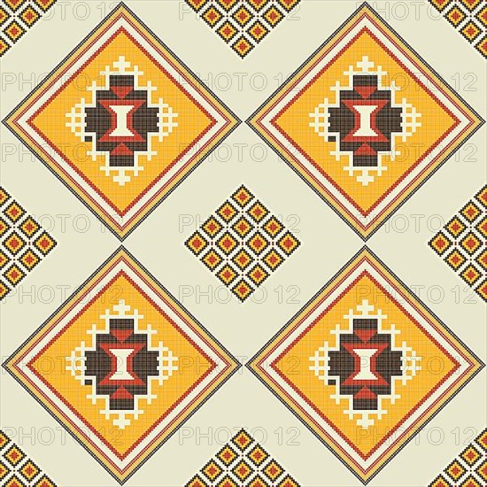 Ethnic American Indian embroidery inspired seamless pattern design. Vector background,