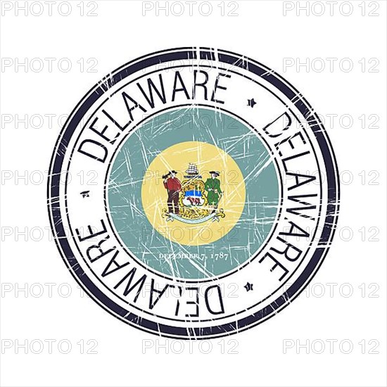 Great state of Delaware postal rubber stamp, vector object over white background
