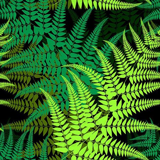 Seamless fern leaves pattern, vector background