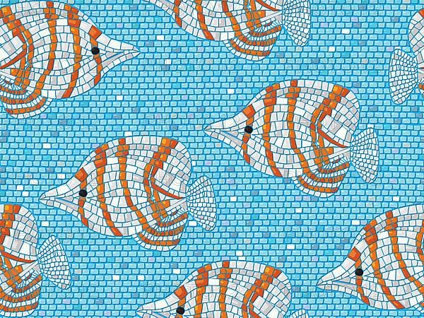 Seamless background vector mosaic with clown fish,