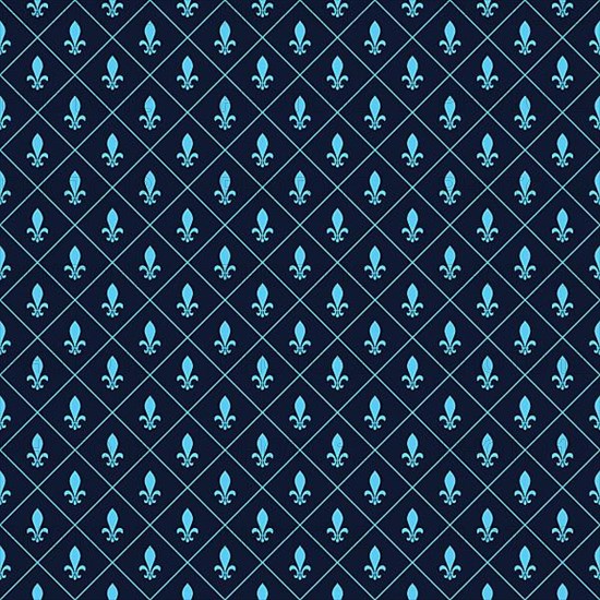 Fleur-de-lis seamless vector pattern in blue tones,