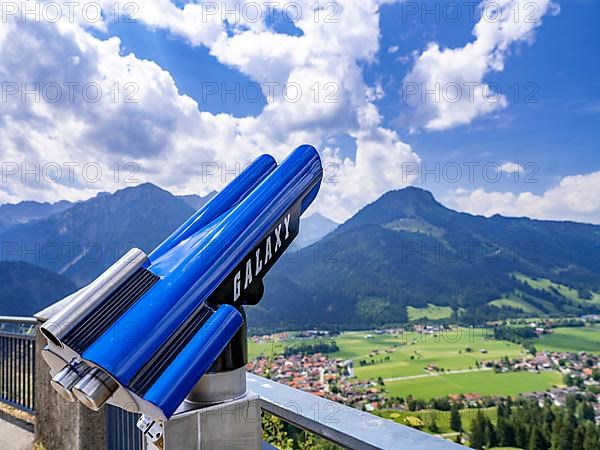 Telescope on the pulpit on the Jochpass with a view of Bad Oberdorf,