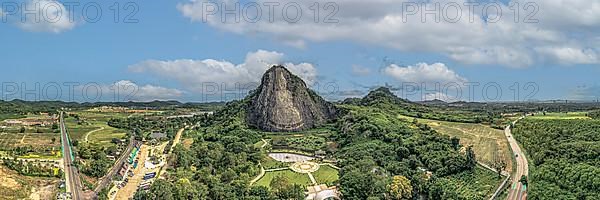 Aerial view, Buddha on the mountain