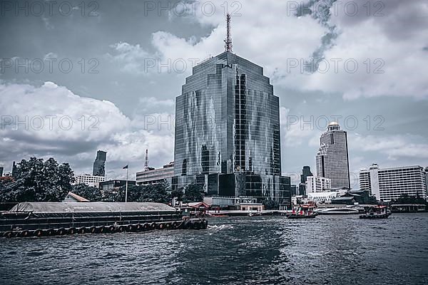 Bangkok as seen from the Chao Phraya riverbank, Bangkok