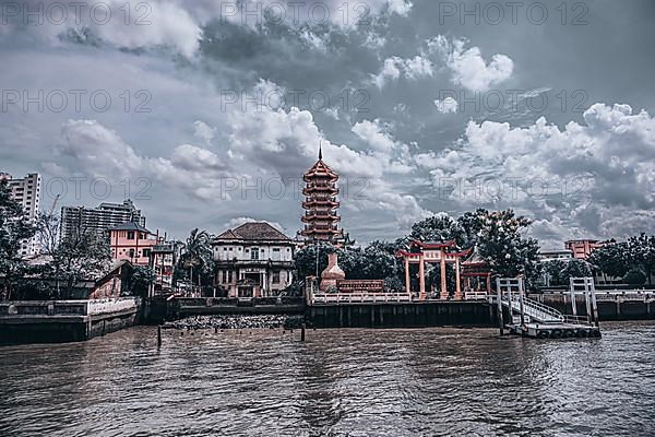 Bangkok as seen from the Chao Phraya riverbank, Bangkok