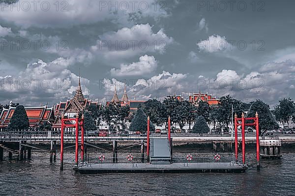 Bangkok as seen from the Chao Phraya riverbank, Bangkok